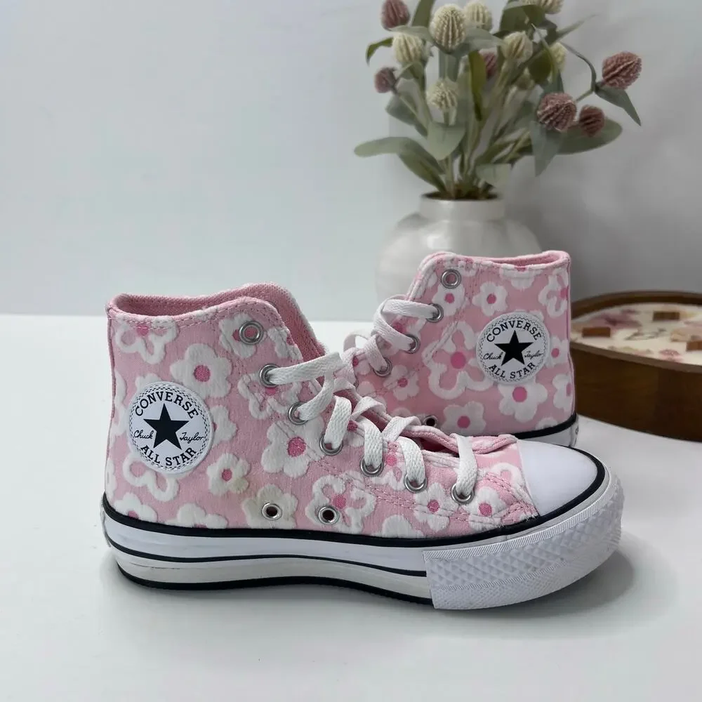 Converse Chuck Taylor All Star Floral High Top Sneaker Pink White Girl's 2